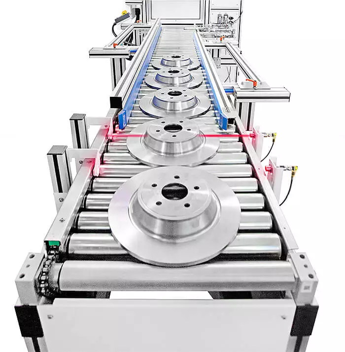 Sensori-Inizio-Linea Kundenspezifisches Lasersystem mit Zweifachkamera und motorisierter Rollenbahn für die Automobilindustrie