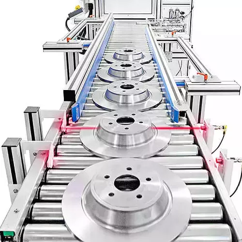 DISCHI-FRENO Kundenspezifisches Lasersystem mit Zweifachkamera und motorisierter Rollenbahn für die Automobilindustrie